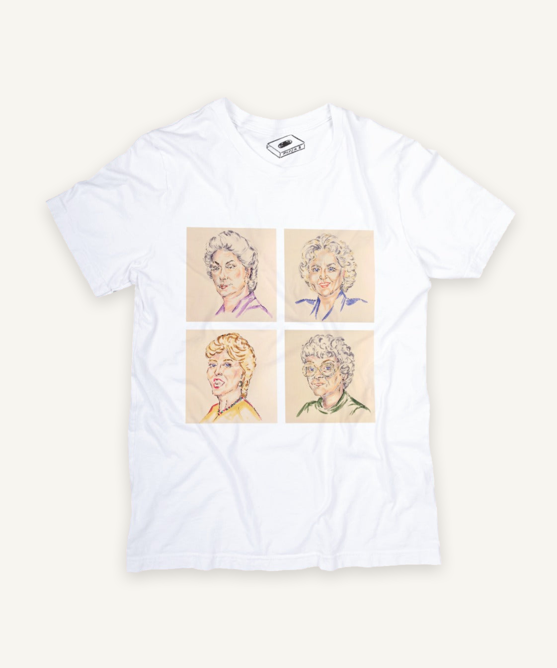 THE GOLDEN GIRLS T-shirt on ivory background with natural shadow