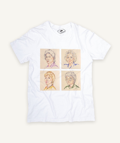 THE GOLDEN GIRLS T-shirt on ivory background with natural shadow