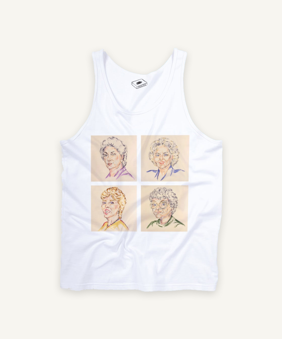 THE GOLDEN GIRLS tank tank top on ivory background with natural shadow