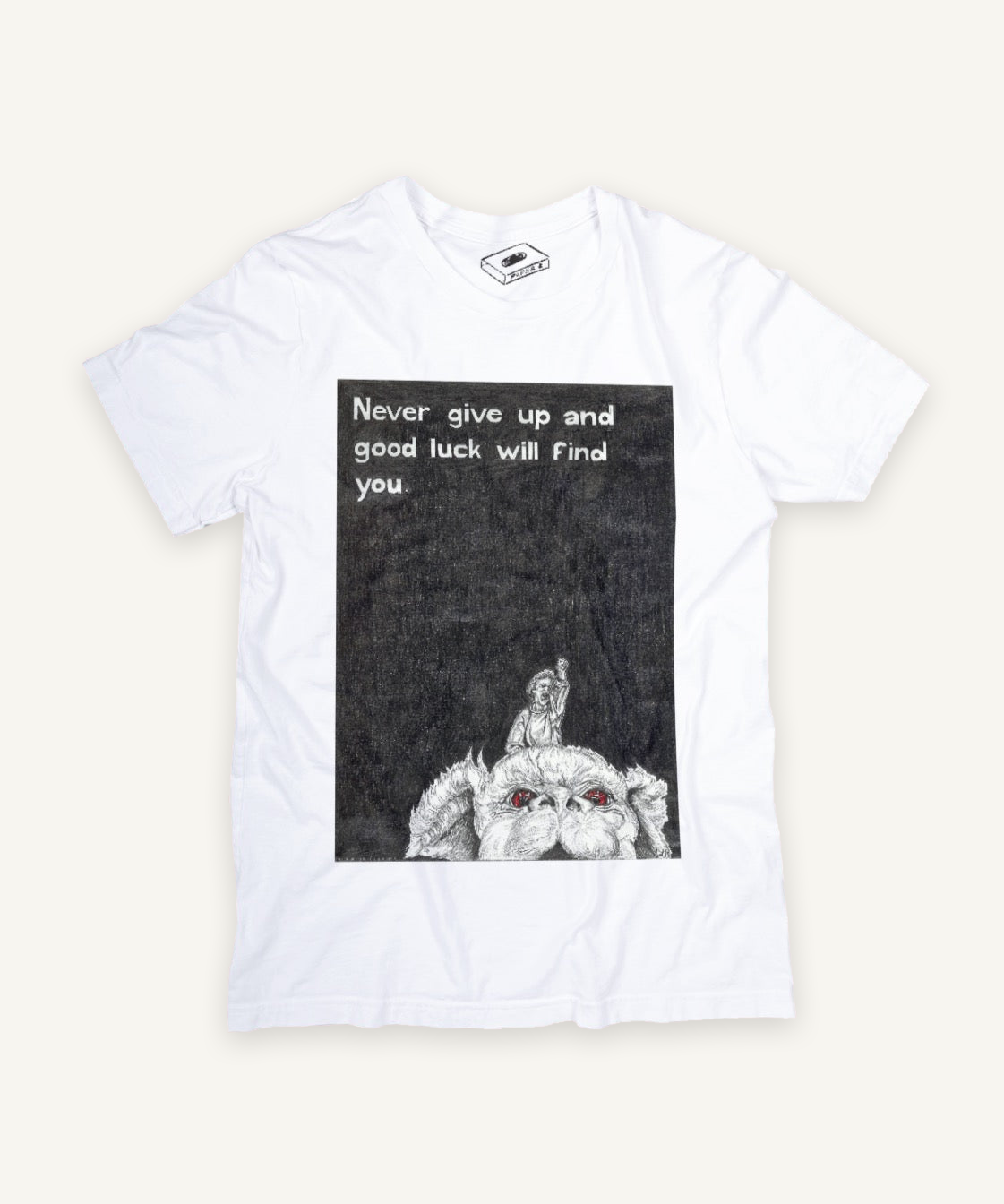 the never ending story T-shirt on ivory background with natural shadow
