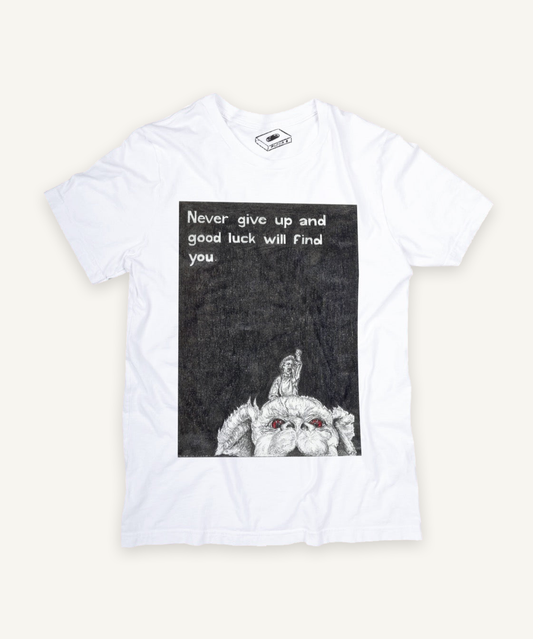 the never ending story T-shirt on ivory background with natural shadow