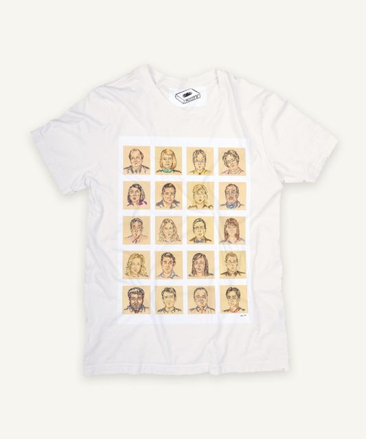 the office 20 post its T-shirt on ivory background with natural shadow