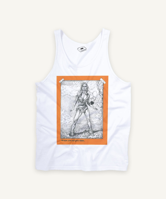 THE SHAWSHANK REDEMPTION tank tank top on ivory background with natural shadow