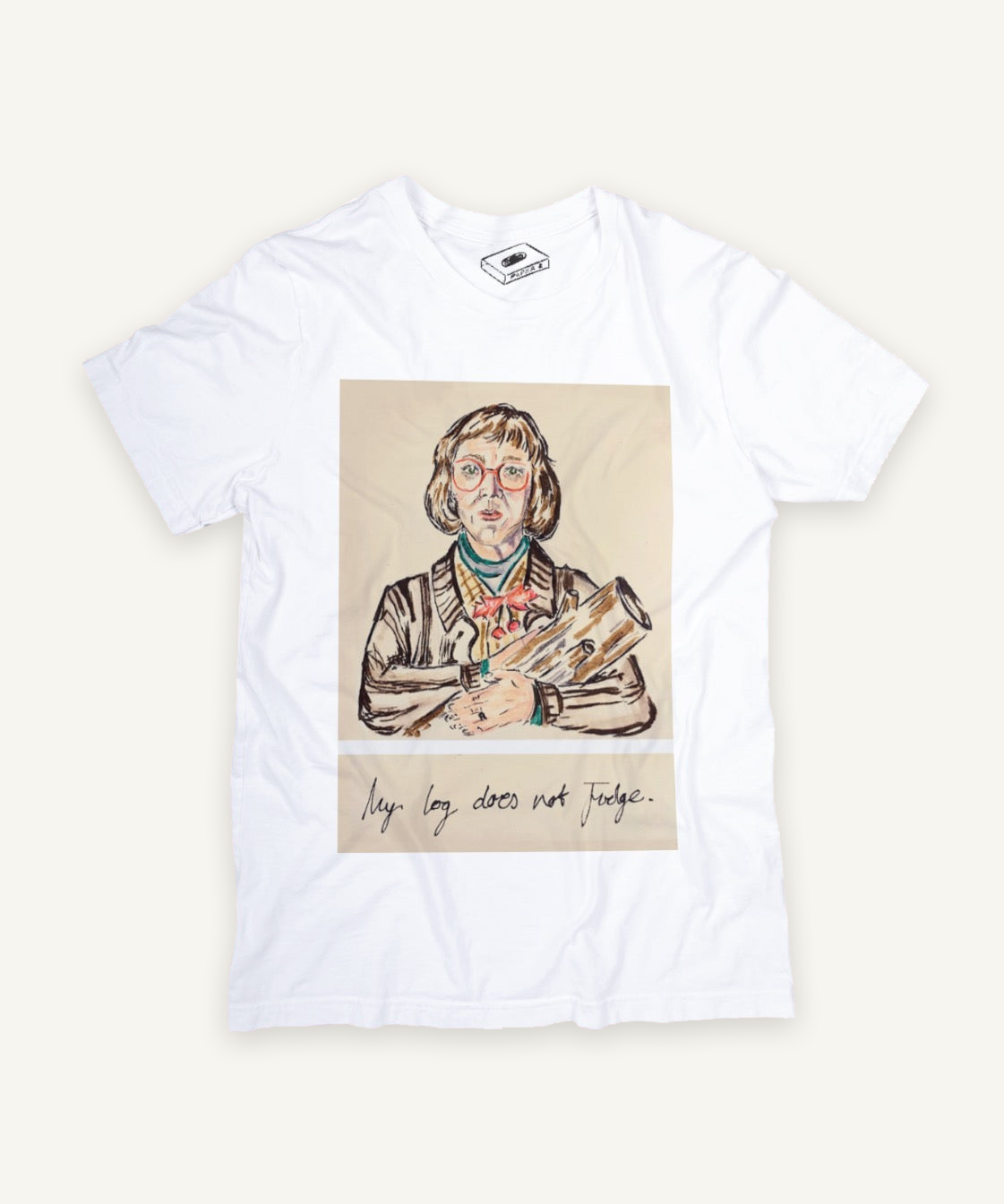 twin peaks T-shirt on ivory background with natural shadow