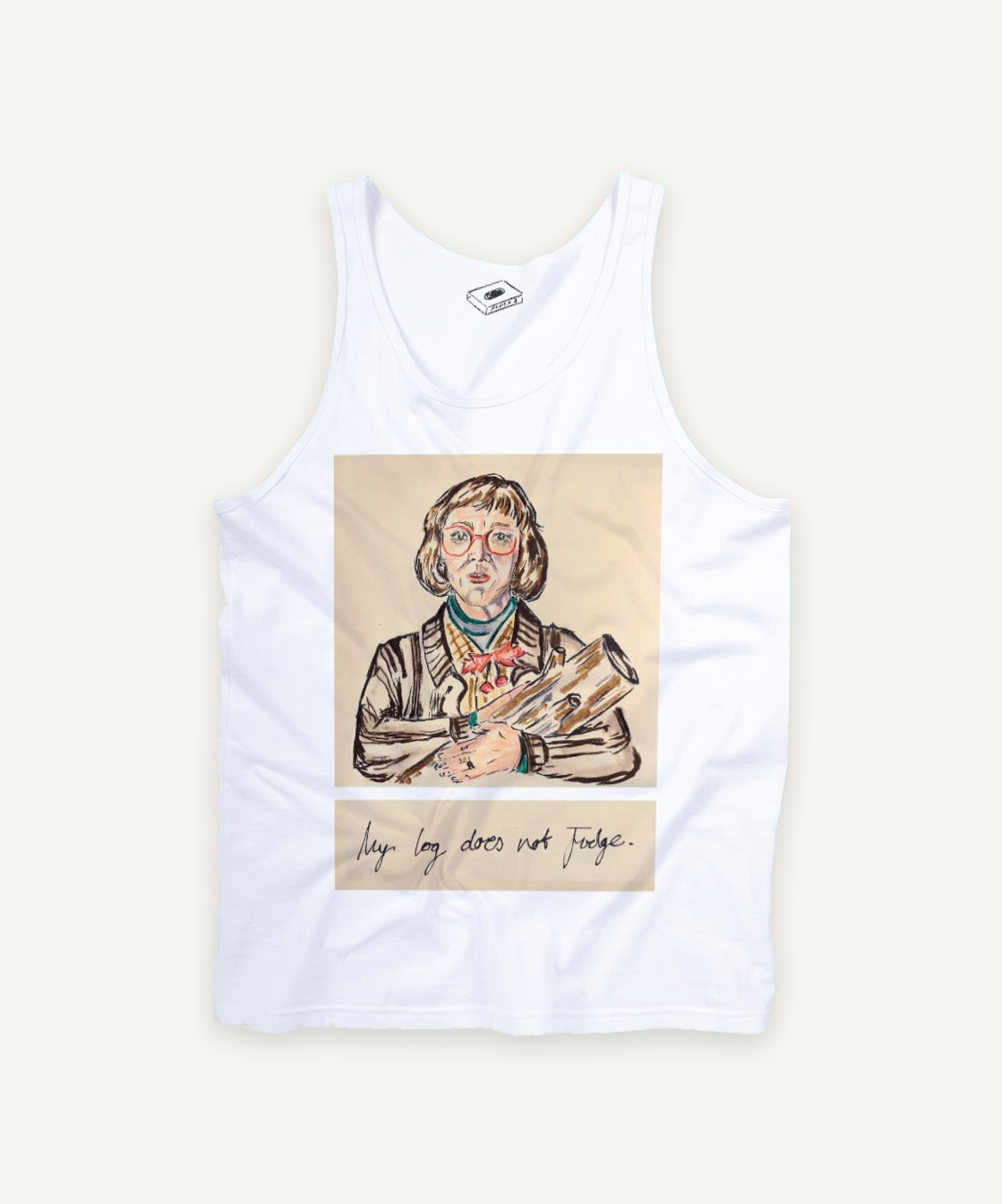 TWIN PEAKS tank tank top on ivory background with natural shadow