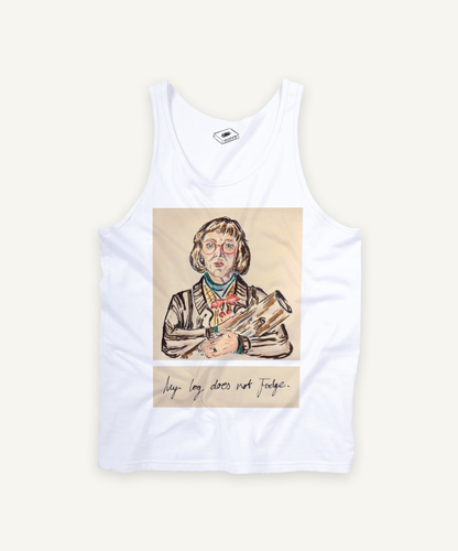 TWIN PEAKS tank tank top on ivory background with natural shadow