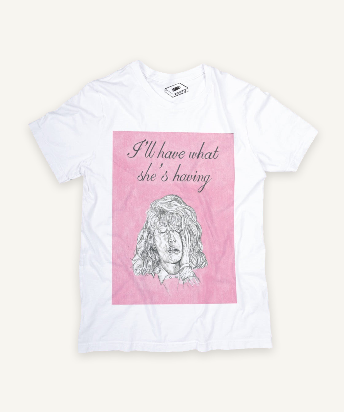 when harry met sally T-shirt on ivory background with natural shadow