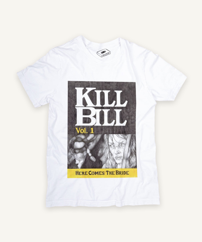 kill bill T-shirt on ivory background with natural shadow