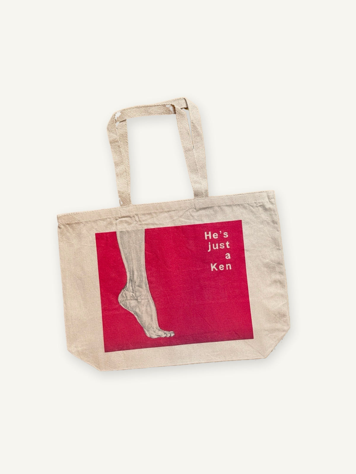 Barbie TOTE with natural canvas color on an ivory background