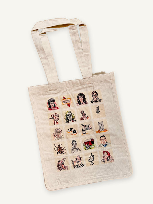 Beetlejuice TOTE with natural canvas color on an ivory background