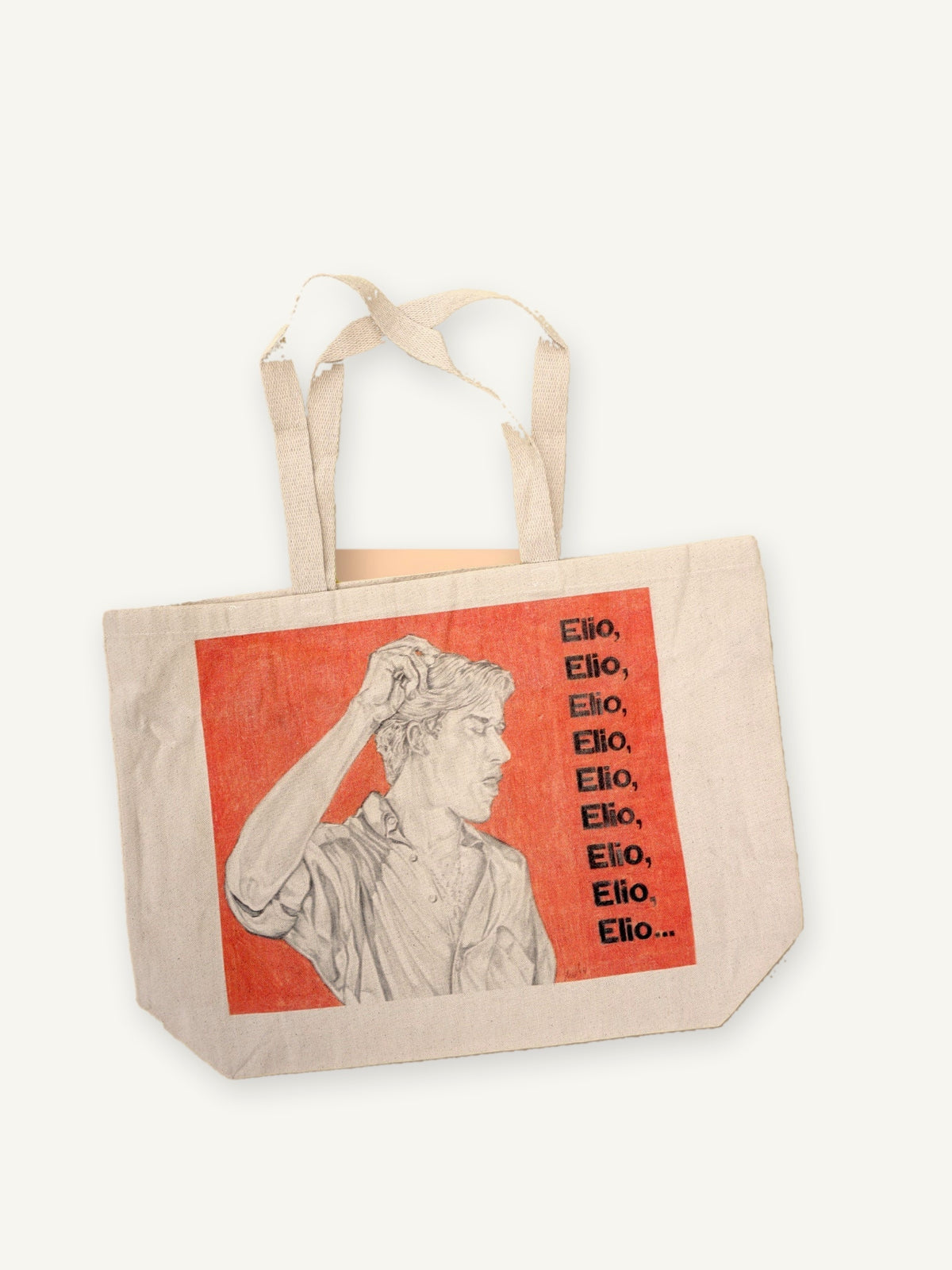 Call Me By Your Name // Elio TOTE with natural canvas color on an ivory background