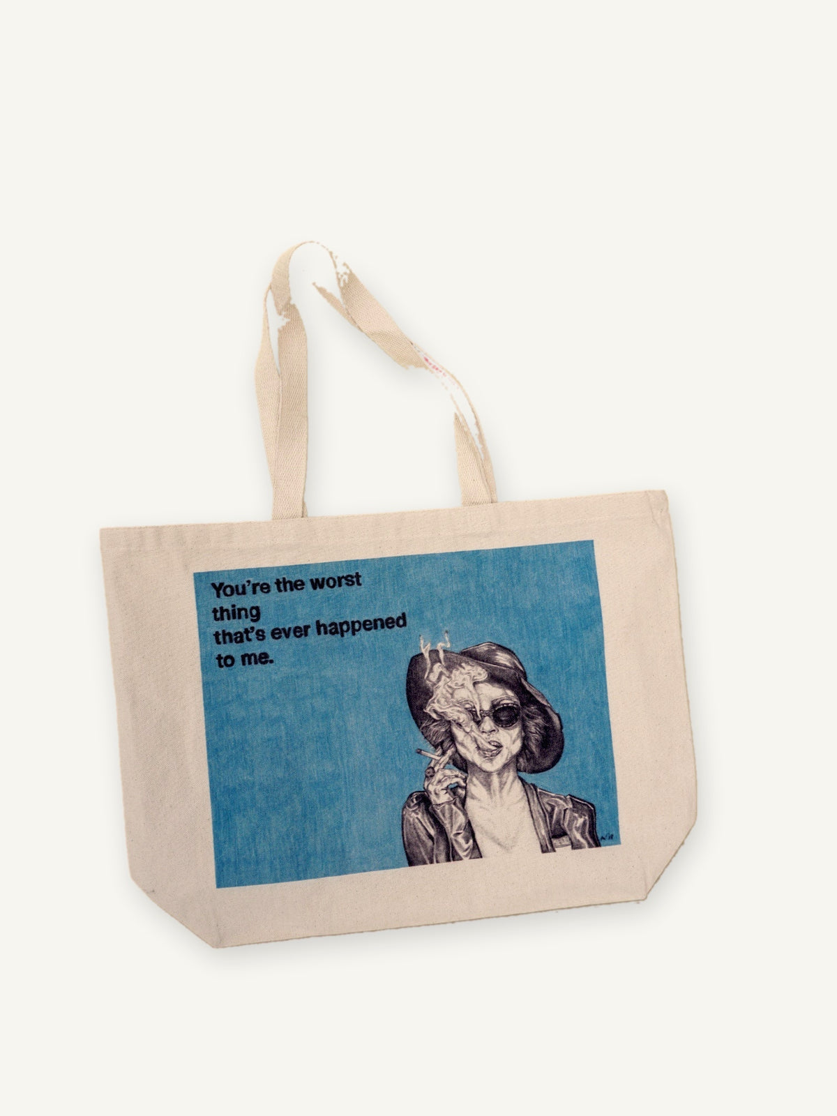 Fight Club TOTE with natural canvas color on an ivory background
