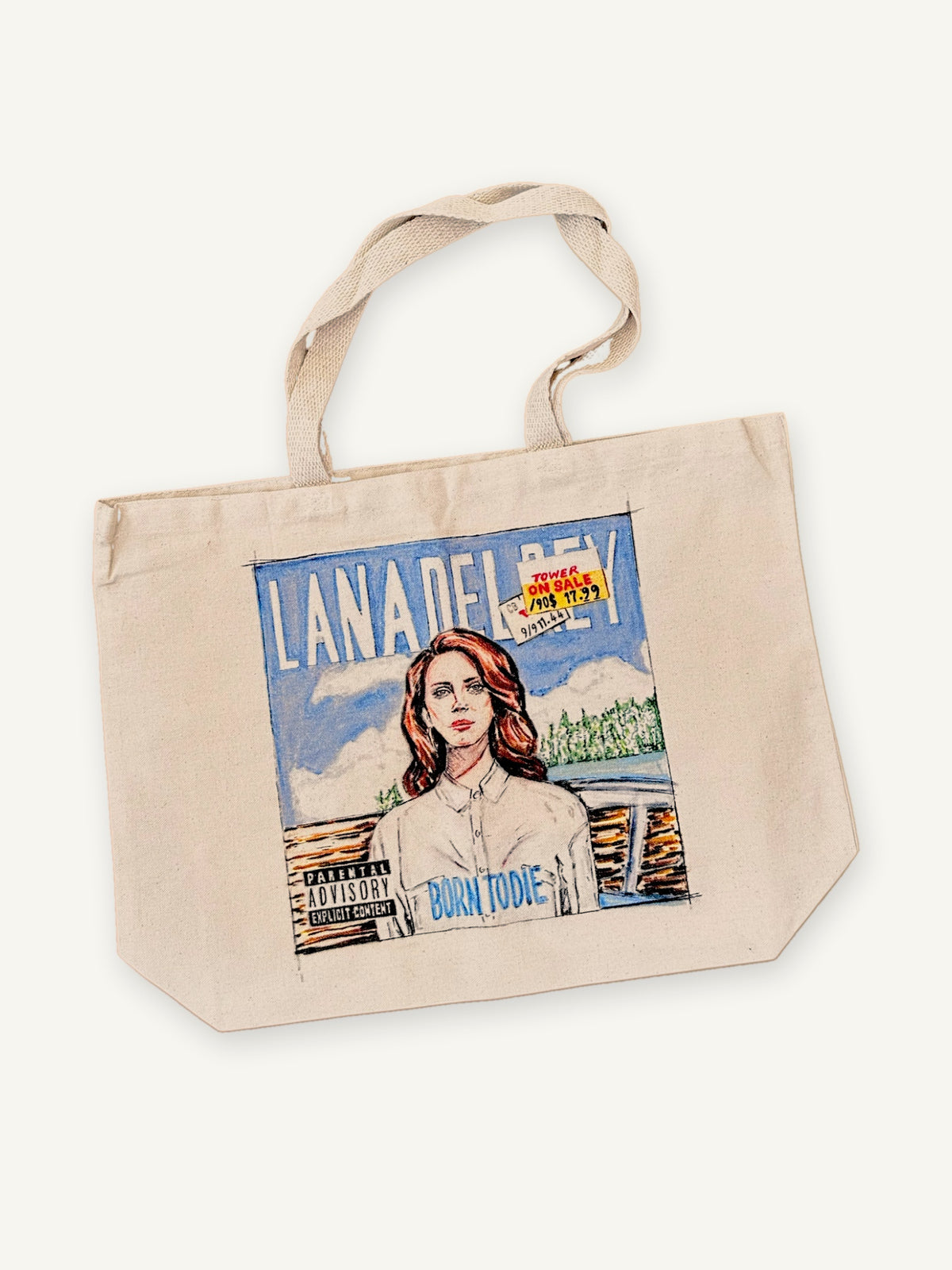 Lana Del Rey TOTE with natural canvas color on an ivory background