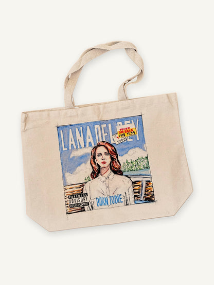 Lana Del Rey TOTE with natural canvas color on an ivory background