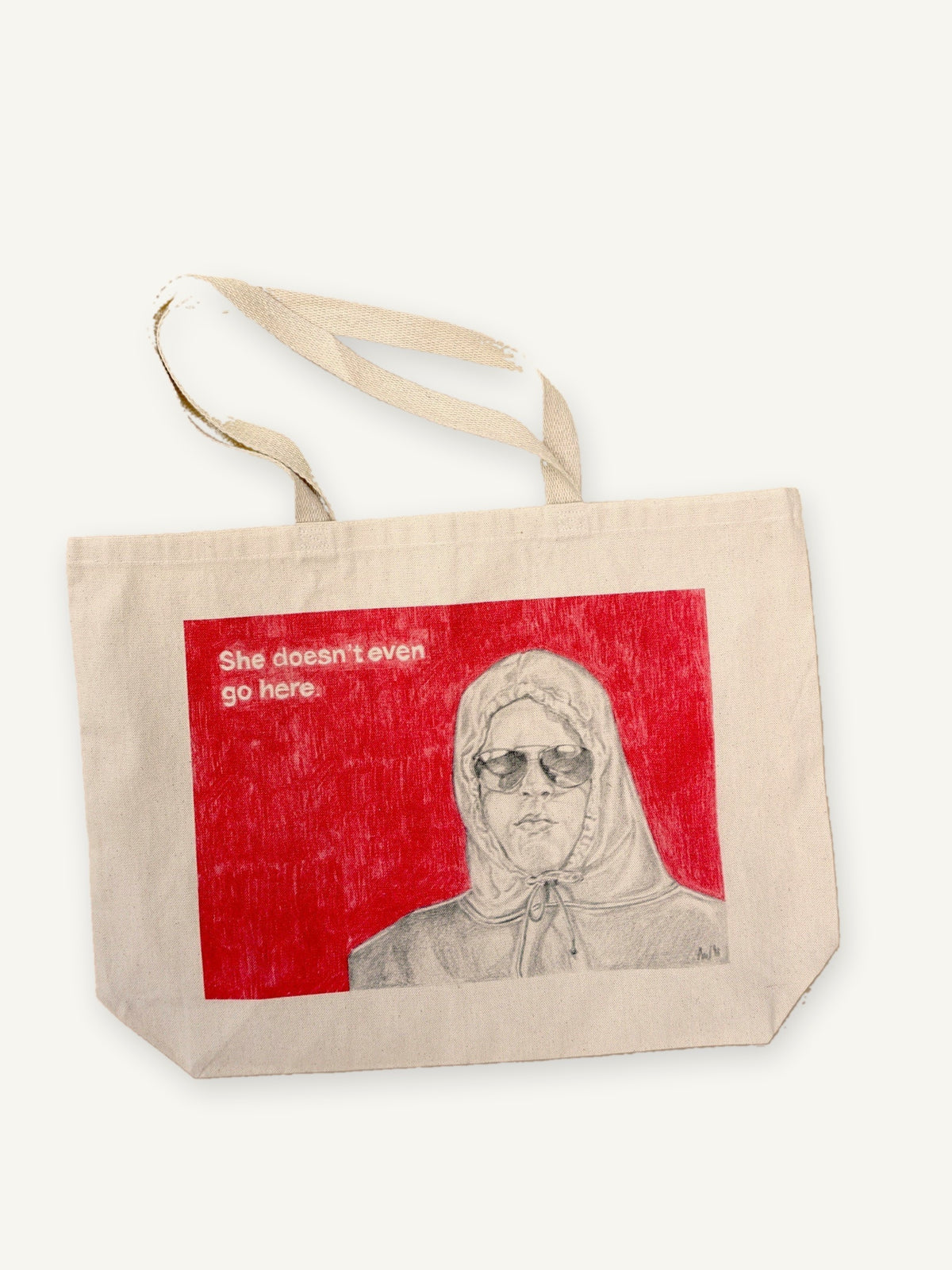 Mean Girls TOTE with natural canvas color on an ivory background