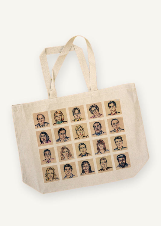 THE OFFICE TOTE with natural canvas color on an ivory background