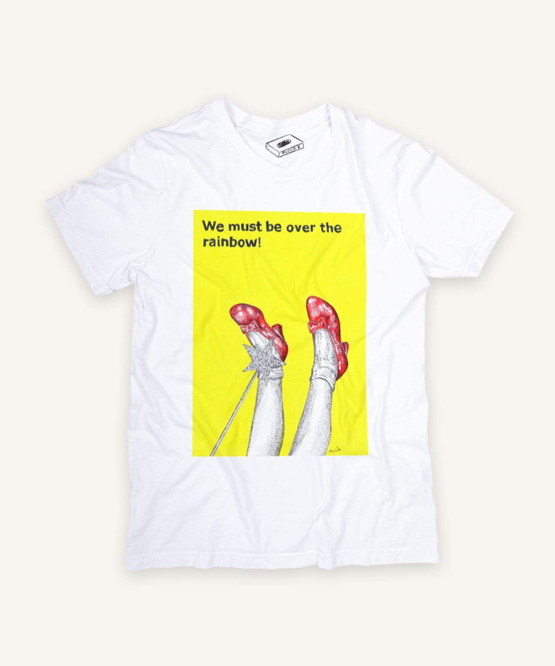 the wizard of oz T-shirt on ivory background with natural shadow
