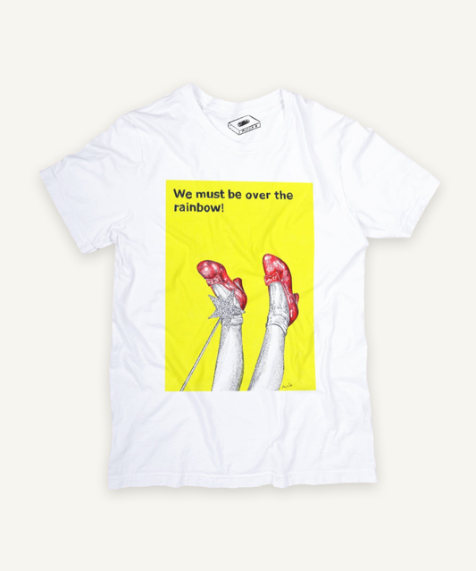 the wizard of oz T-shirt on ivory background with natural shadow
